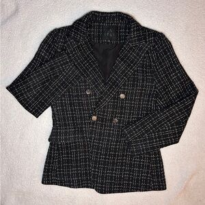 Mina Self Black/White/Gold Women’s Tweed Blazer size M